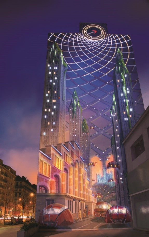 Photographie de la Fresque Lumière de 2004 dans le Quartier de Gerland, Lyon 7e